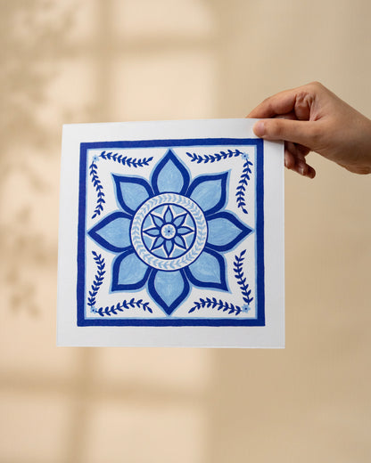 Floral Art Print Blue