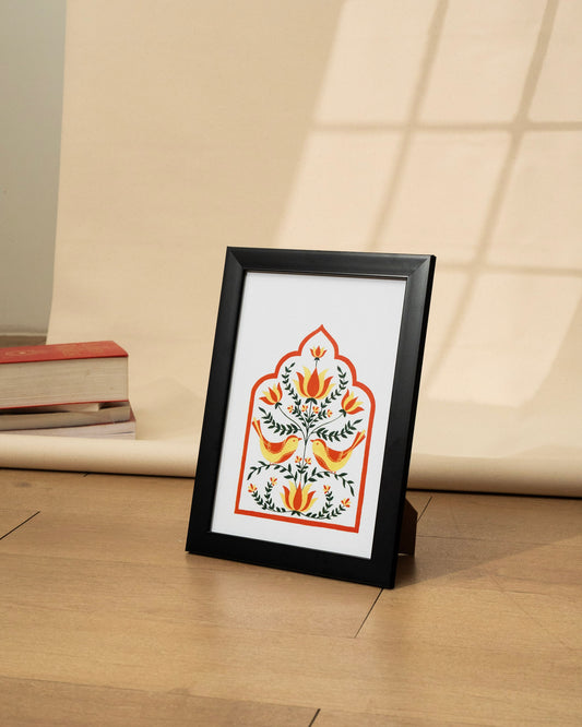 Birds Art Print Orange